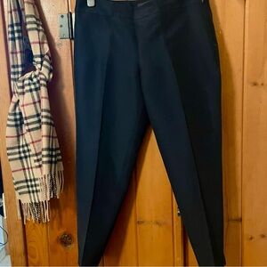 Talbots Signature Petites Fitted Lined Ankle Pants 8P Navy Cotton Silk